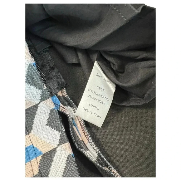 Fate Belted Mini Skirt Geometric Pattern Blue Black Pink Size Large Quilted - Picture 6 of 8